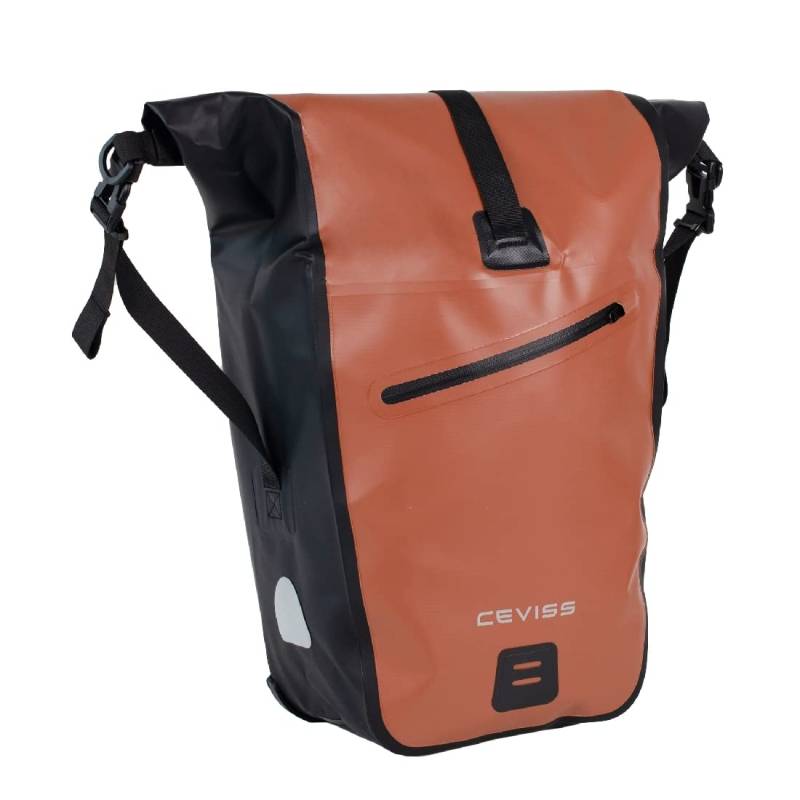 CBK-MS Fahrradtasche braun/schwarz Packtasche 25 L Gepäckträgertasche Wasserdicht Schnellverschluss von CBK-MS