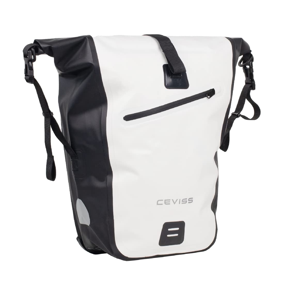 CBK-MS Fahrradtasche weiß/schwarz Packtasche 25 L Gepäckträgertasche Wasserdicht Schnellverschluss von CBK-MS