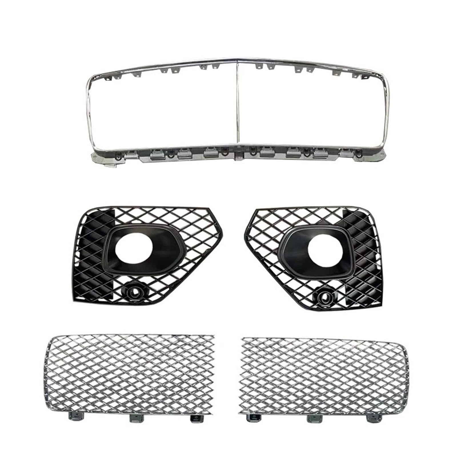 Auto Außen Zubehör Grill Front Grille Schwarz Chrom Kompatibel for Bentley Bentayga 2021 2022 Nebel Lampe Abdeckung von CBLOVR