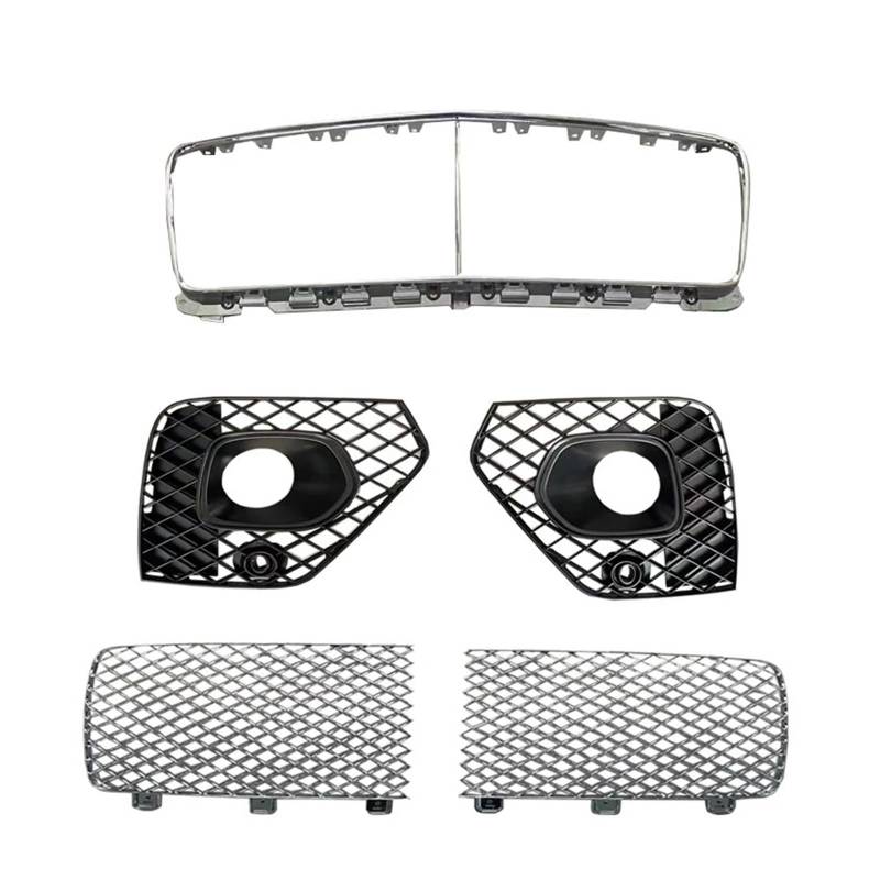 Auto Außen Zubehör Grill Front Grille Schwarz Chrom Kompatibel for Bentley Bentayga 2021 2022 Nebel Lampe Abdeckung von CBLOVR