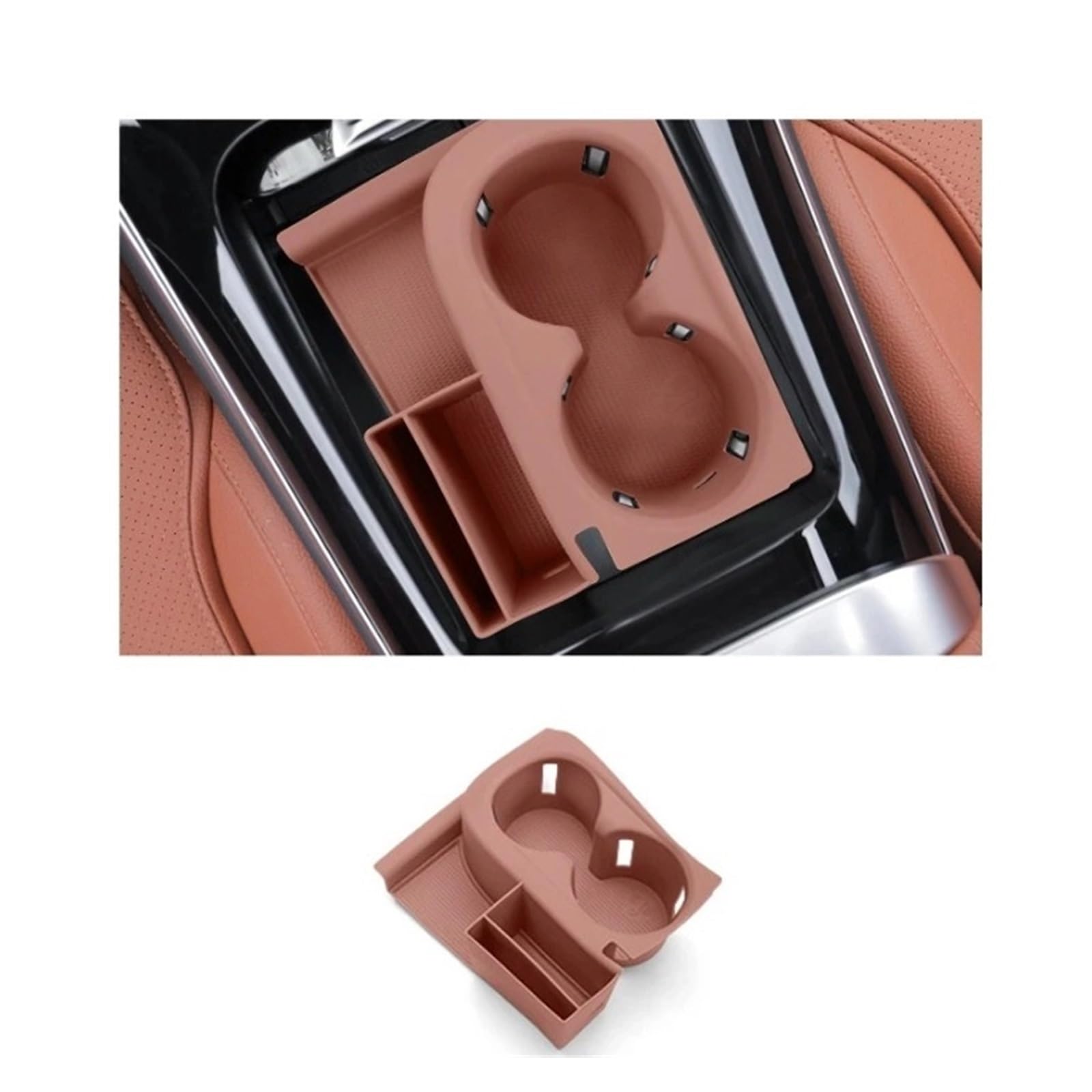 Auto Zentrale Steuerung Wasser Tasse Anti Slip Silikon Schutz Pad Kompatibel for Mercedes Benz C GLC Klasse W206 X254 Innen zubehör(C Ochre Brown) von CBLOVR