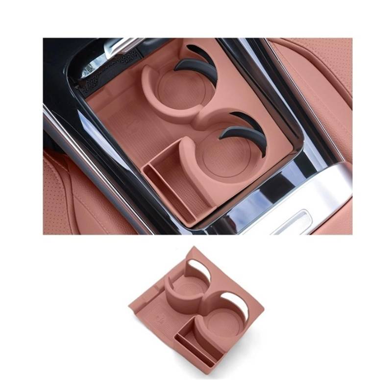 Auto Zentrale Steuerung Wasser Tasse Anti Slip Silikon Schutz Pad Kompatibel for Mercedes Benz C GLC Klasse W206 X254 Innen zubehör(GLC Ochre Brown) von CBLOVR