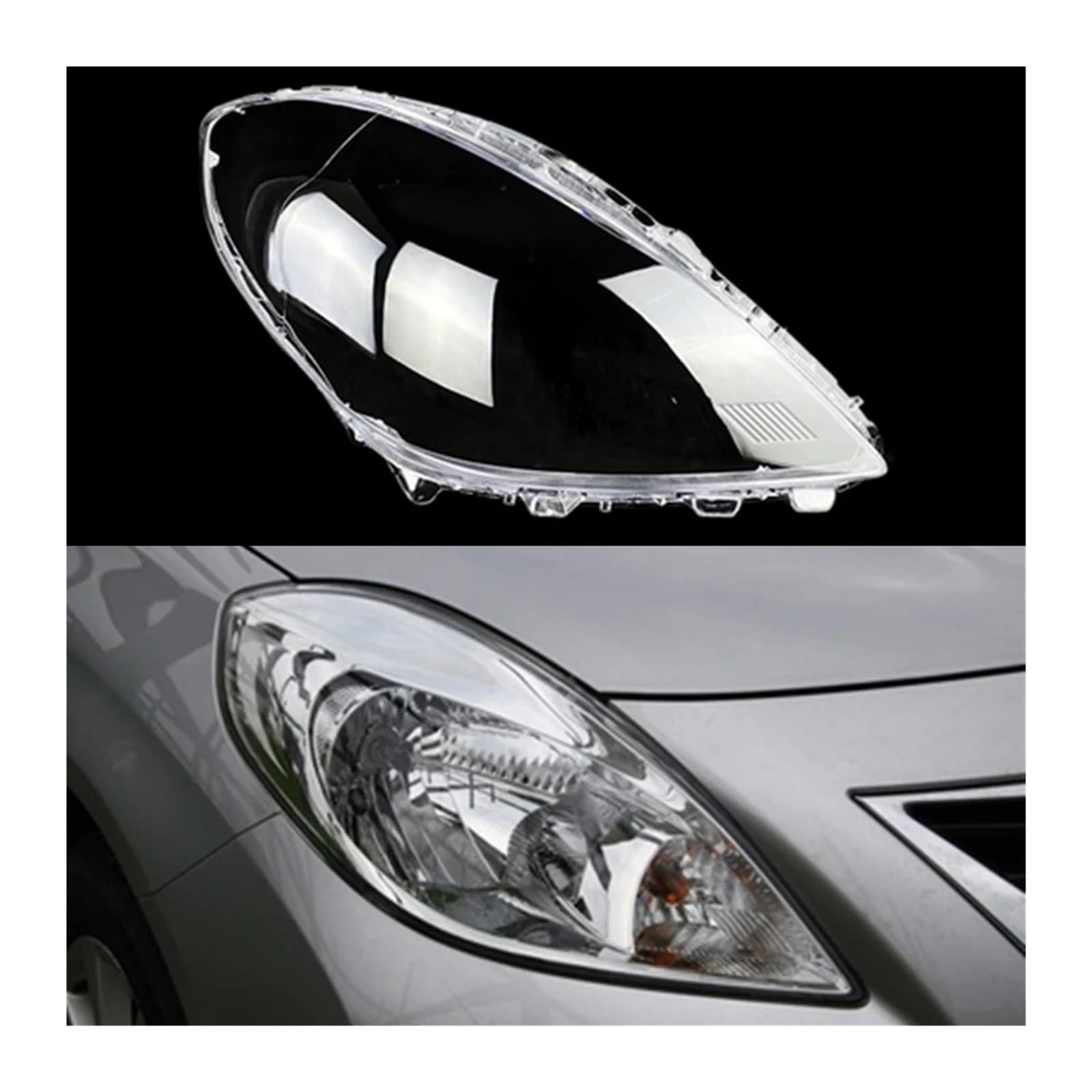 Autoscheinwerfer Auto-Lichtgehäuse Transparenter Lampenschirm Lampenschale Scheinwerferlinse Glasabdeckung Kompatibel for Nissan Sunny 2011 2012 2013(Right) von CBLOVR