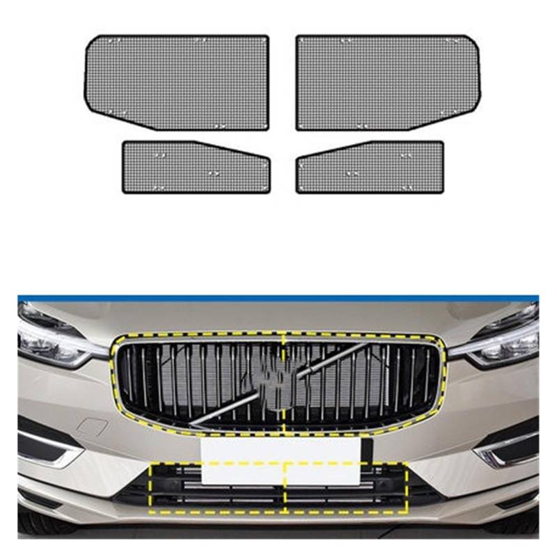 Edelstahl-Auto-Insektenschutzgitter, Frontgrill-Einsatz, Netz, Styling-Zubehör, kompatibel for Volvo S60 XC90 S90 2018–2022(Style 2) von CBLOVR