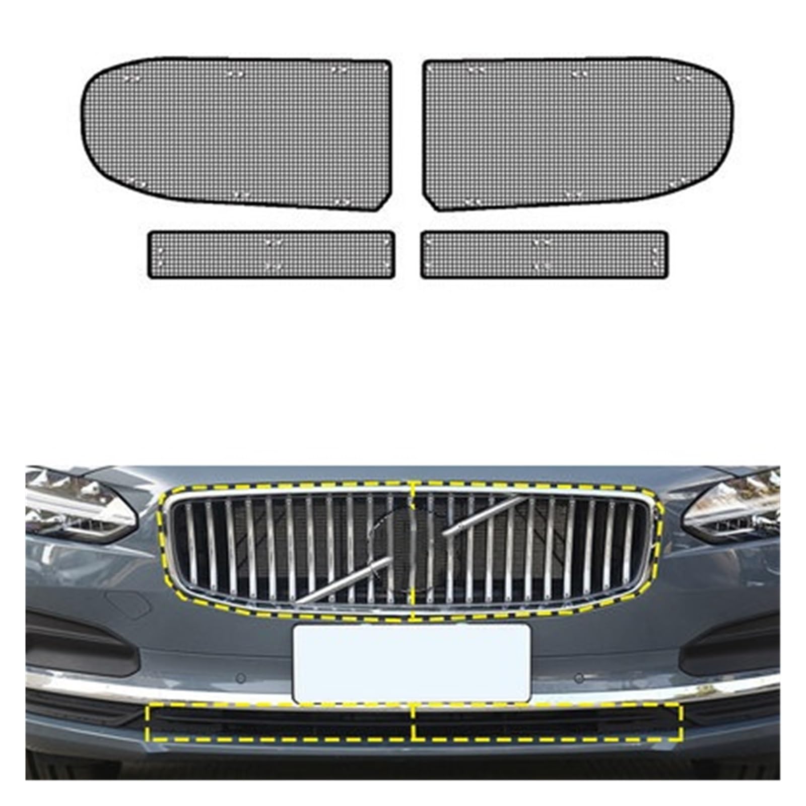 Edelstahl-Auto-Insektenschutzgitter, Frontgrill-Einsatz, Netz, Styling-Zubehör, kompatibel for Volvo S60 XC90 S90 2018–2022(Style 3) von CBLOVR