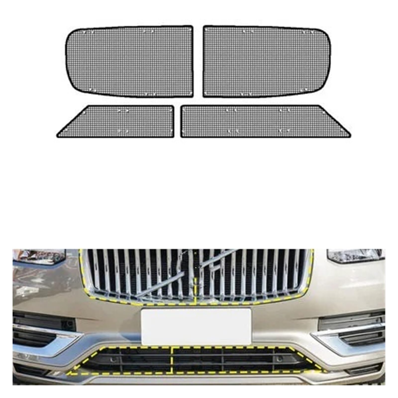 Edelstahl-Auto-Insektenschutzgitter, Frontgrill-Einsatz, Netz, Styling-Zubehör, kompatibel for Volvo S60 XC90 S90 2018–2022(Style 5) von CBLOVR