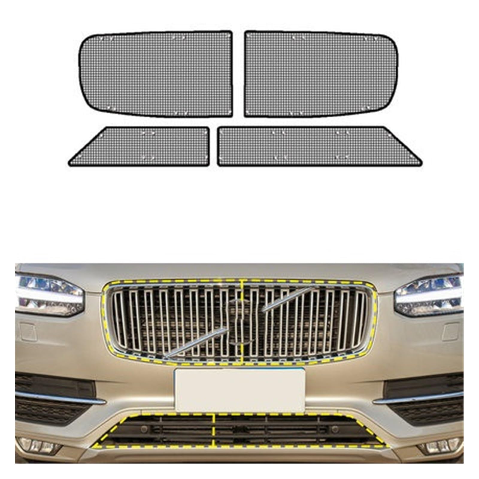 Edelstahl-Auto-Insektenschutzgitter, Frontgrill-Einsatz, Netz, Styling-Zubehör, kompatibel for Volvo S60 XC90 S90 2018–2022(Style 6) von CBLOVR