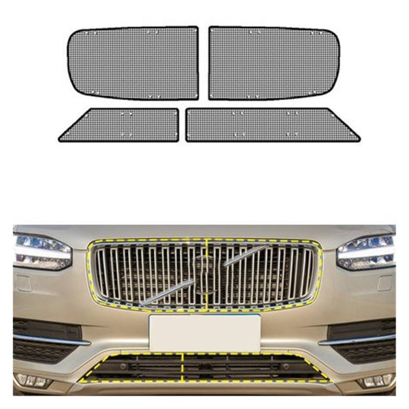 Edelstahl-Auto-Insektenschutzgitter, Frontgrill-Einsatz, Netz, Styling-Zubehör, kompatibel for Volvo S60 XC90 S90 2018–2022(Style 6) von CBLOVR