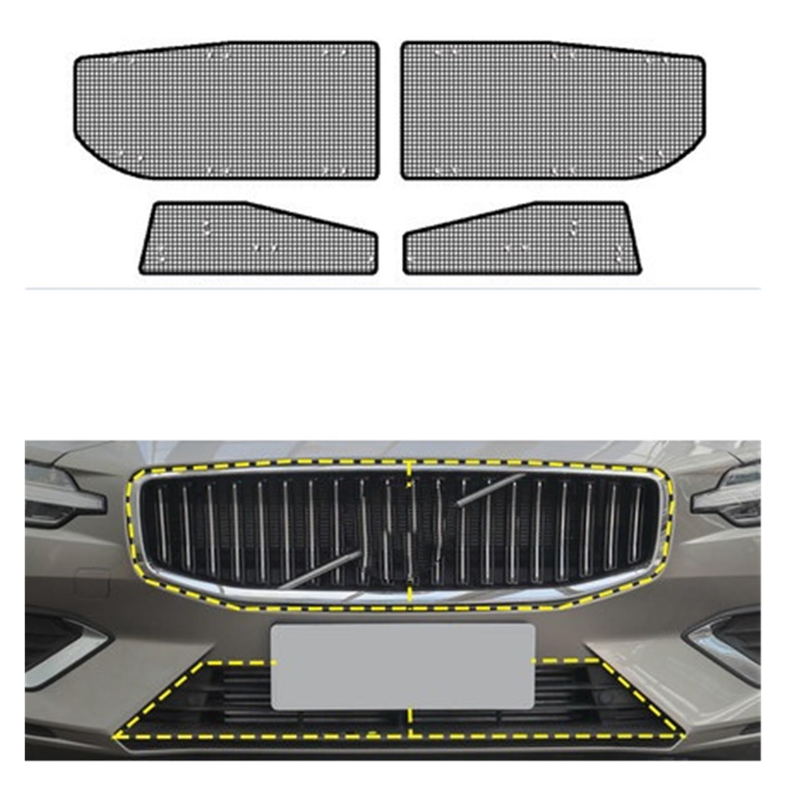 Edelstahl-Auto-Insektenschutzgitter, Frontgrill-Einsatz, Netz, Styling-Zubehör, kompatibel for Volvo S60 XC90 S90 2018–2022(Style 7) von CBLOVR