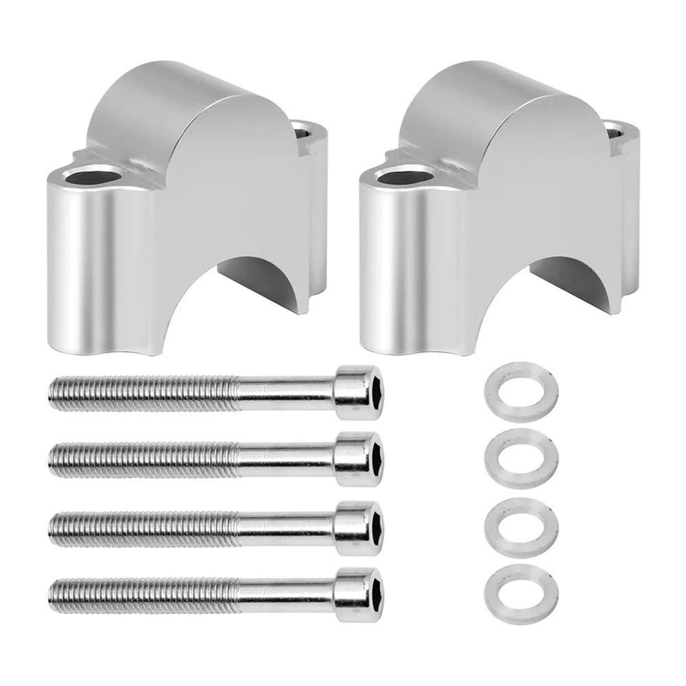 CBNFDKEOI Motorrad-Lenkererhöhungen Motorrad Lenker Riser Bar Montieren Griff Clamp Für H&ONDA Für B&MW Für Y&AMAHA Für Suzuki Universal(28MM Silver) von CBNFDKEOI