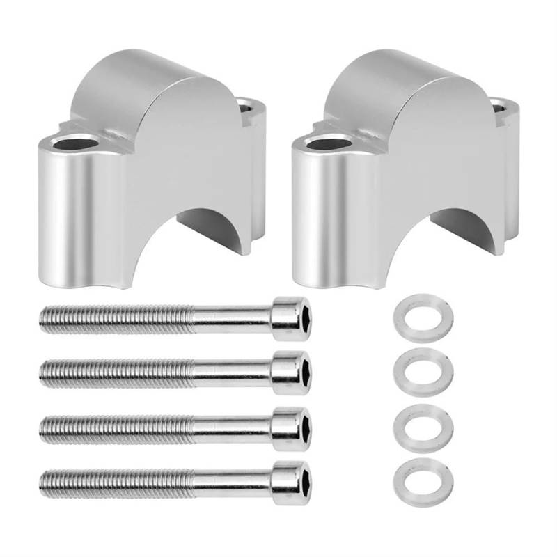 CBNFDKEOI Motorrad-Lenkererhöhungen Motorrad Lenker Riser Bar Montieren Griff Clamp Für H&ONDA Für B&MW Für Y&AMAHA Für Suzuki Universal(28MM Silver) von CBNFDKEOI