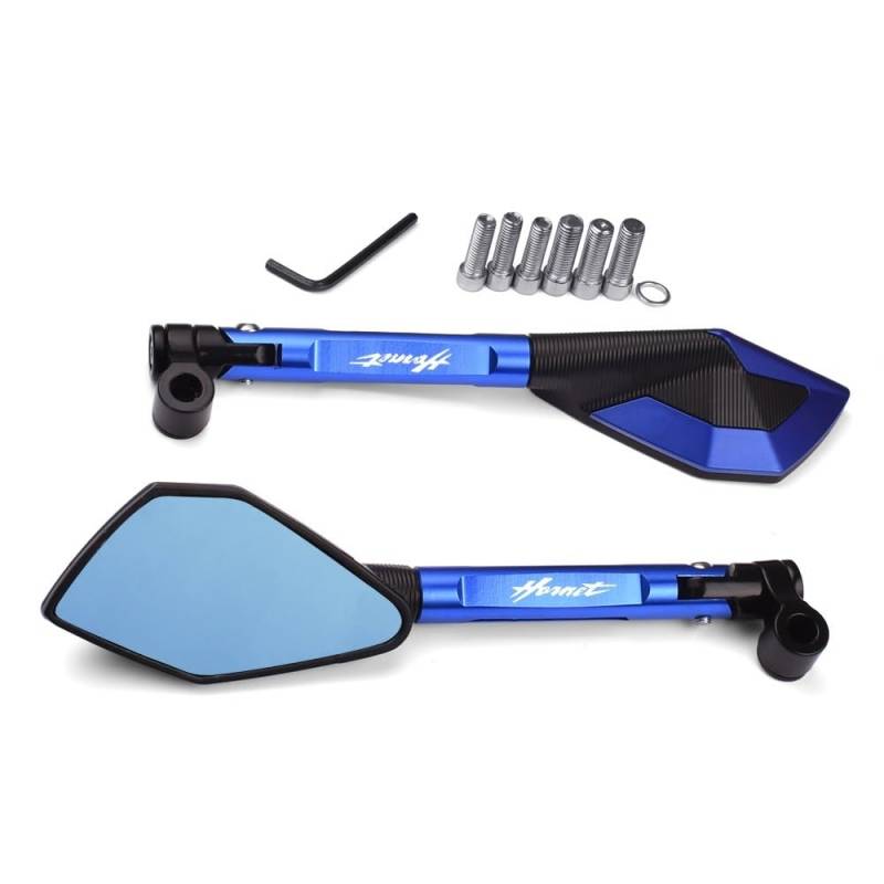 Motorrad-Seitenspiegel Motorrad CNC Aluminium Rückansicht Rückspiegel Seite Spiegel Für CB600F CB600 CB599 CB900F Hornet 250 900 CB500F CB919(Blue3) von CBNFDKEOI