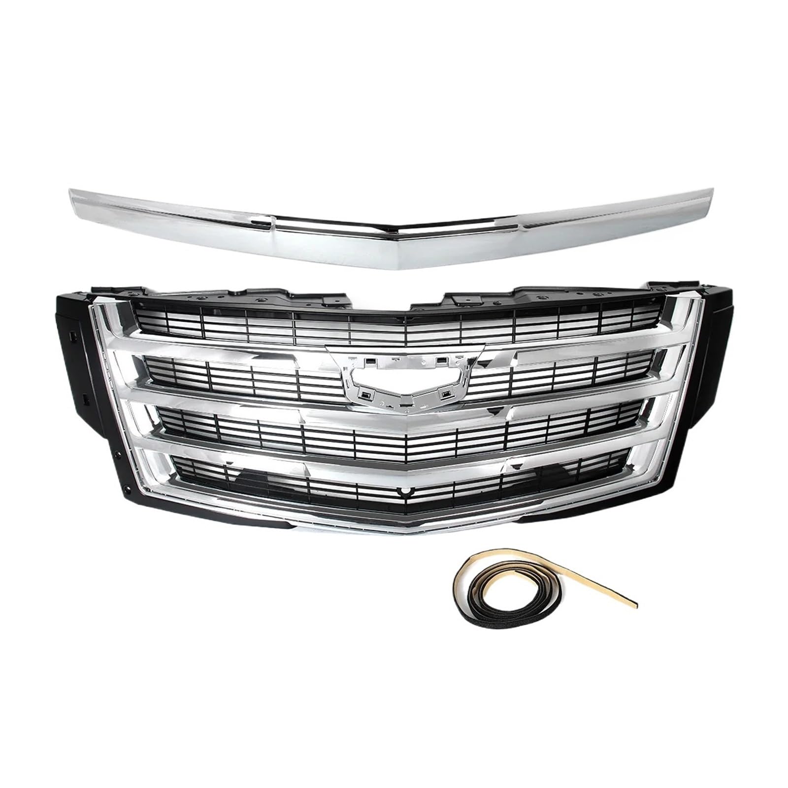 CBXPXVXP Glänzend schwarz Frontgrill Haube Formteil ersetzen Kompatibel for Cadillac Escalade 2015-2020 Front Haube Grille Front Stoßstange Oberen Grill(Carbon Fiber Look) von CBXPXVXP