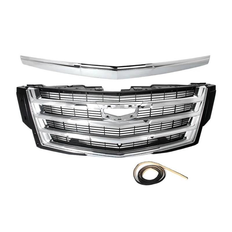 CBXPXVXP Glänzend schwarz Frontgrill Haube Formteil ersetzen Kompatibel for Cadillac Escalade 2015-2020 Front Haube Grille Front Stoßstange Oberen Grill(Carbon Fiber Look) von CBXPXVXP