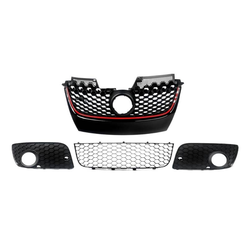 CBXPXVXP Wabengitter-Kühlergrill unter der Frontstoßstange, 4-teilig, kompatibel mit VW Golf MK5 Jetta GLI GTI 2006 2007 2008 2009 von CBXPXVXP