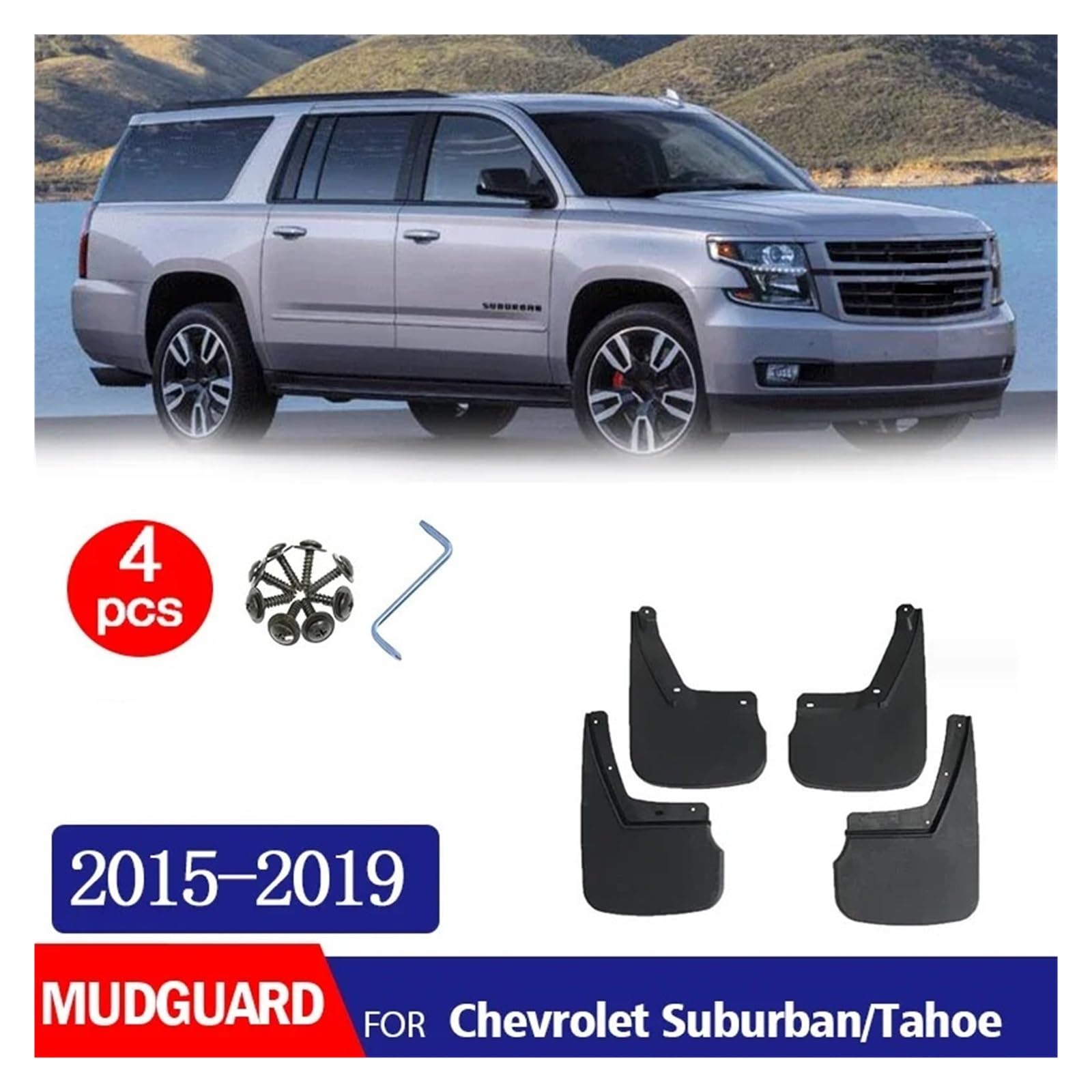 Kotflügel, Schmutzfänger, Schutz, Spritzschutz, Autozubehör, vorn und hinten, 4-teilig, kompatibel mit Suburban Tahoe 2015-2019 von CBXPXVXP