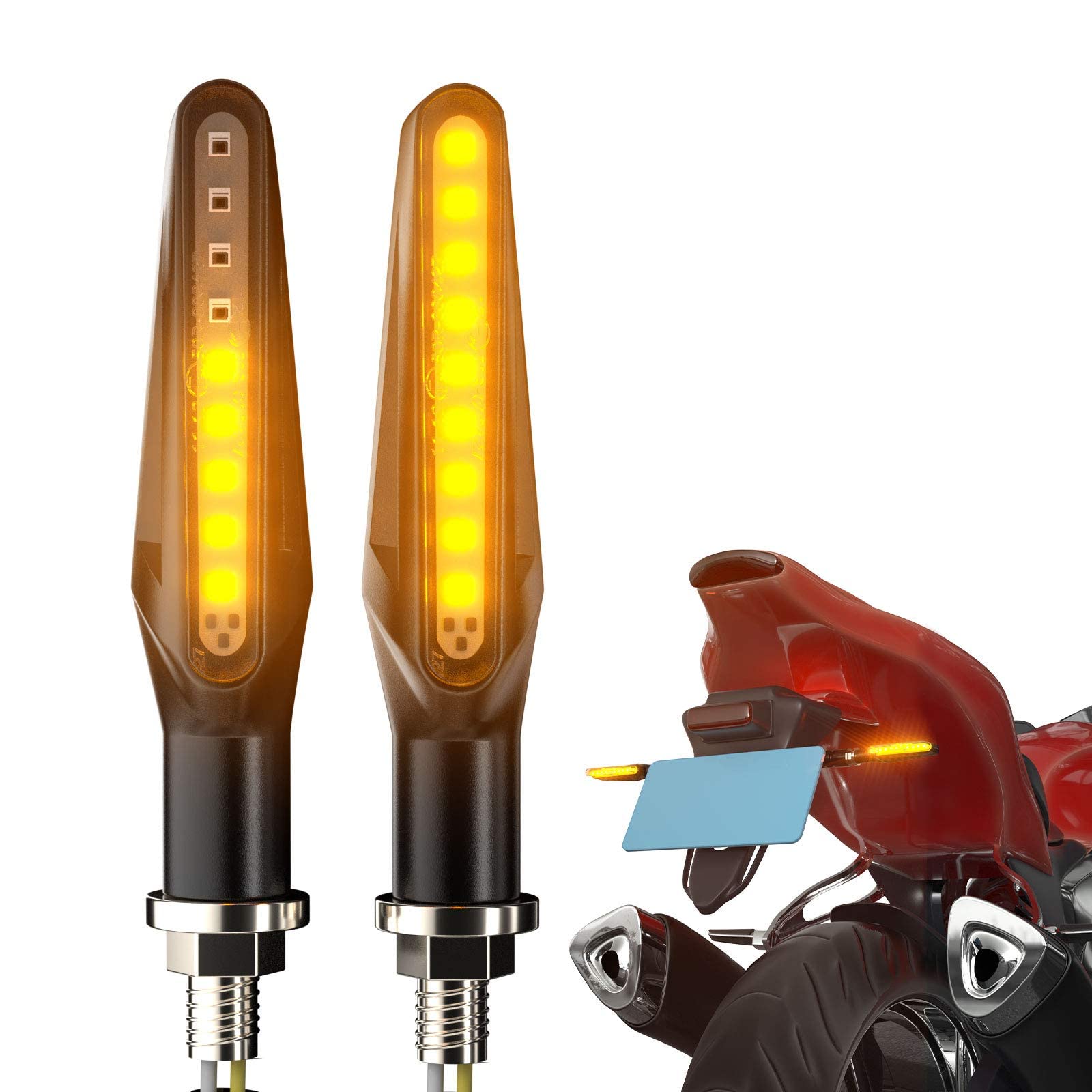 CCAUTOVIE LED Blinker Motorrad E Geprüft Universal LED Blinker Tagfahrlicht Motorrad Blinker Motorrad LED Lauflicht Bernstein E24, 2 Stück von ARZER