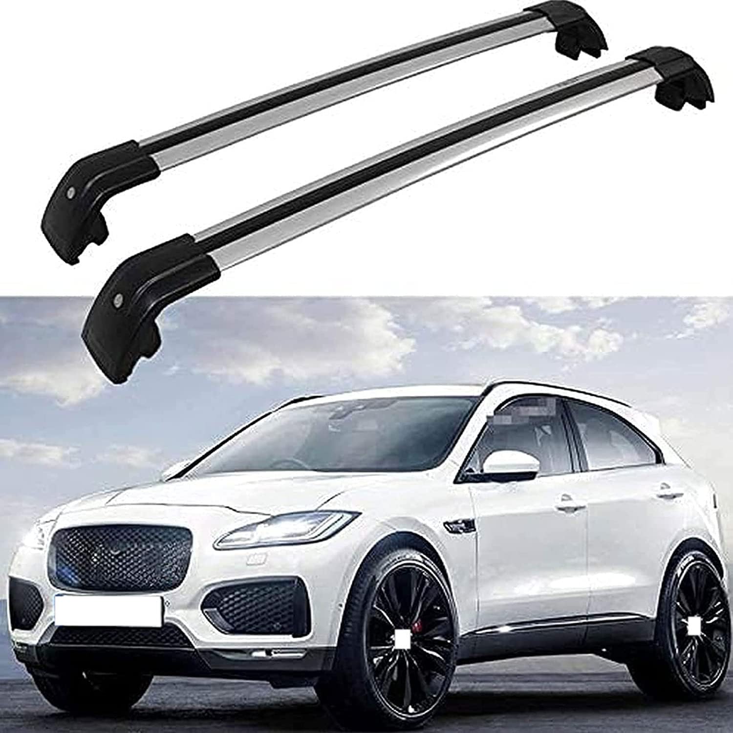 CCLXWY Dachträger aus Aluminium Dachträger-Querstangen für Jaguar E-Pace E pace 2017-2022,Dachgepäckträger-Alu Relingträger 2 Stücke,A von CCLXWY