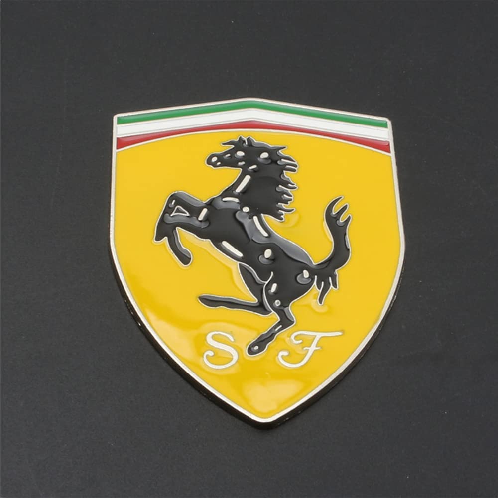 Auto 3D Metall Aufkleber Für Ferrari Portofino SF90 Roma F8 812 458 296 430 Embleme Kofferraum Aufkleber Körper Aufkleber Styling Dekoration Zubehör,Yellow von CCOZD