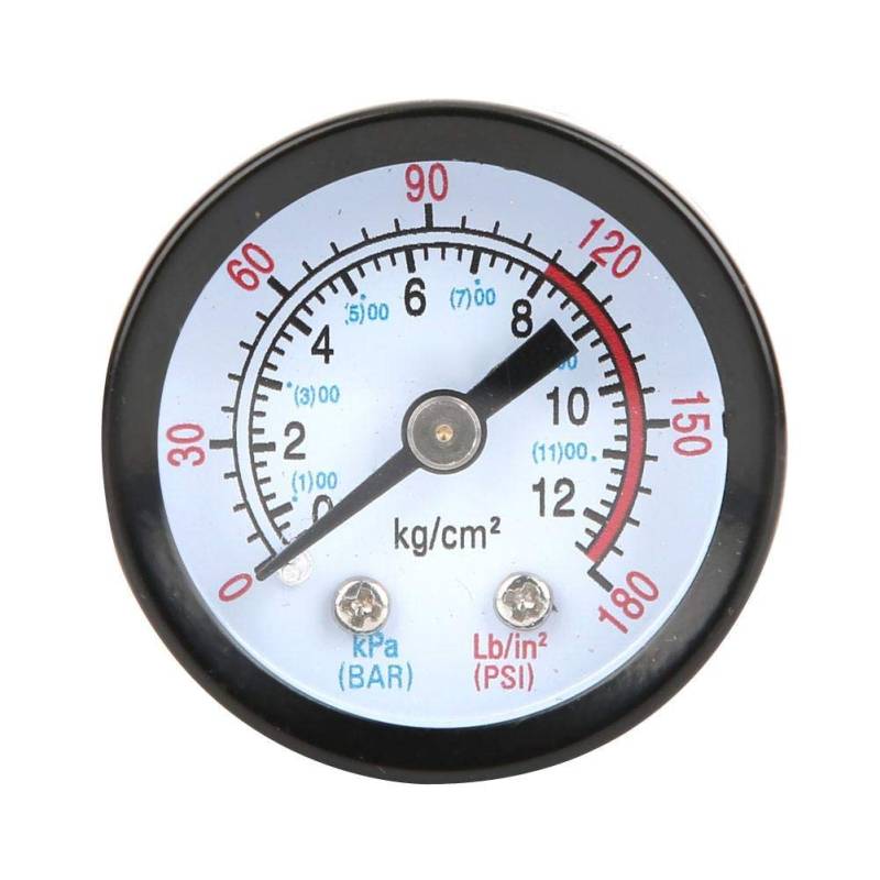 Luftkompressor Manometer, Druckluft Manometer 0~180 PSI, 0~12 Bar, Pressure Gauge Messgerät 42 mm Durchmesser für Schraubenkompressoren, Kolbenkompressoren von CCYLEZ