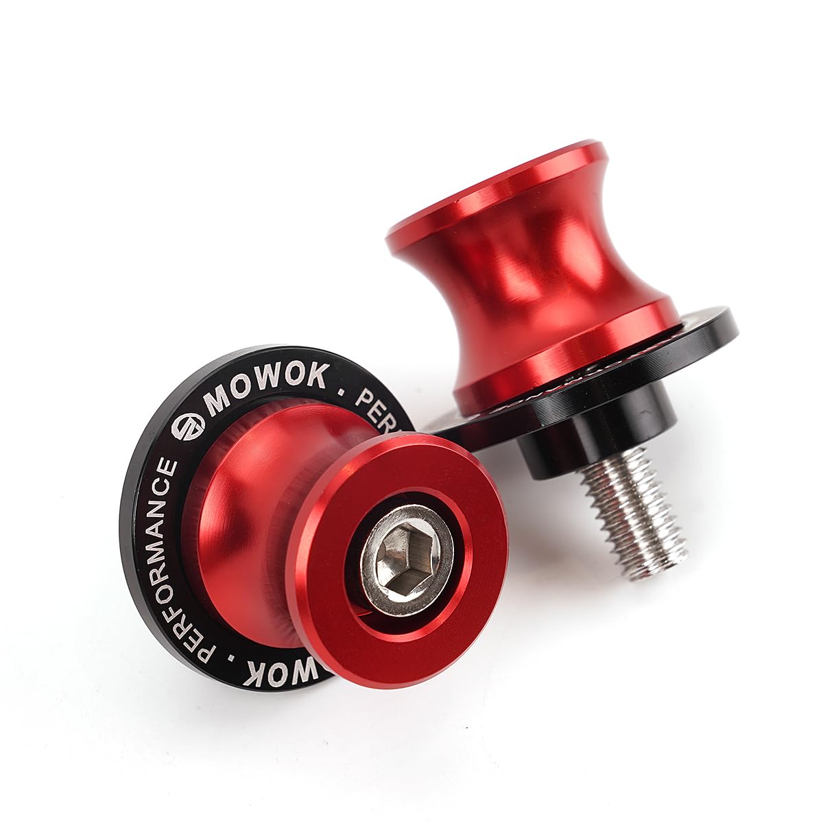 MOWOK M8 Bobbins für Kawasaki Z650 Z900 RS Z800 Z1000 VERSYS 650 ER6N Ninja 650 400 1000 SX ZX6R ZX-10R ZX4R ZX-4RR Mortorrad Zubehör Mounting Ständer Holder Ständeraufnahme Schwingenadapter (Rot) von CCYYMOWOK