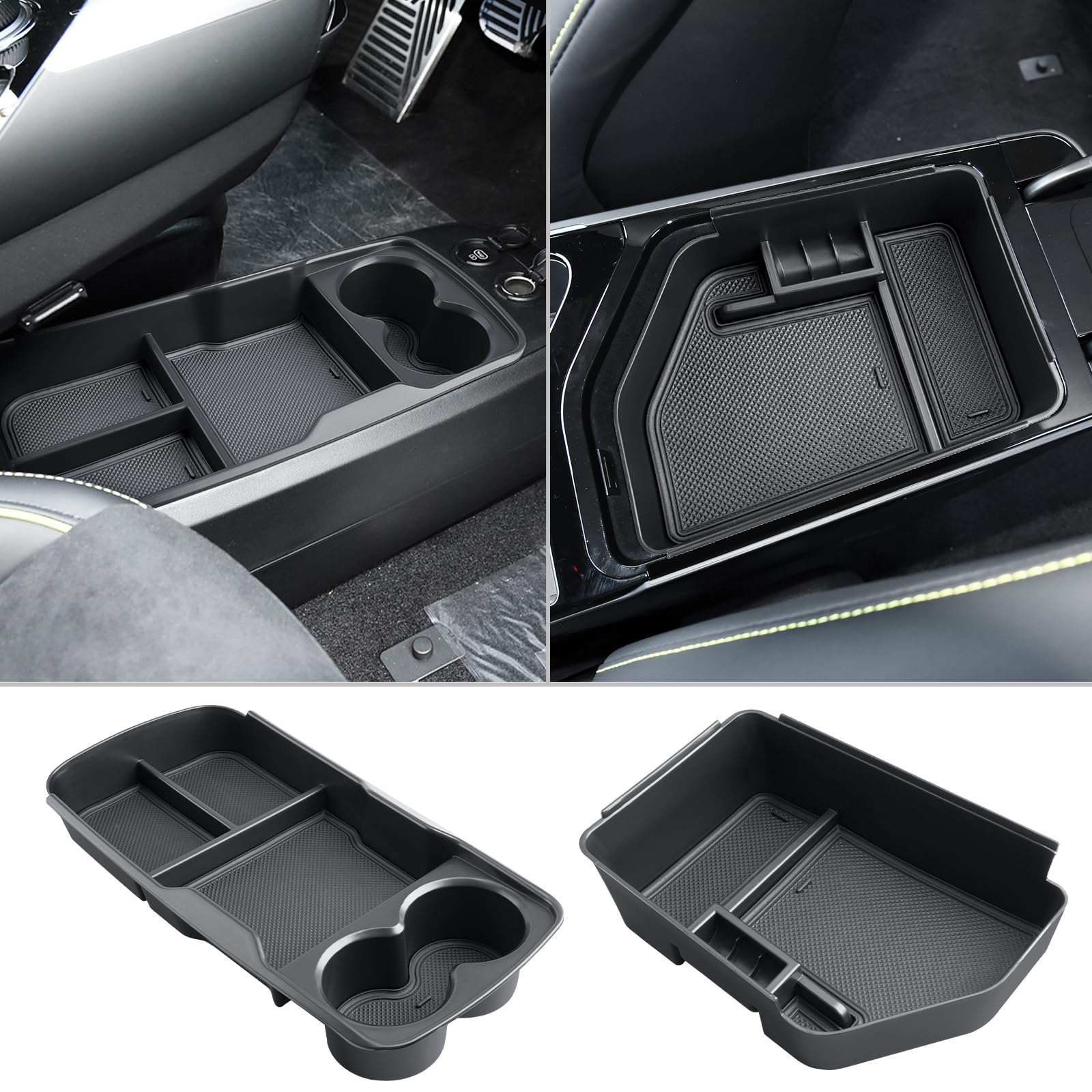 [2 Stück] CDEFG Kompatibel mit Kia EV6 2024 2023 2022 Mittelkonsole Organizer + Armlehne Aufbewahrungsbox EV6 Aufbewahrung Auto Center Console EV6 GT Zubehör von CDEFG