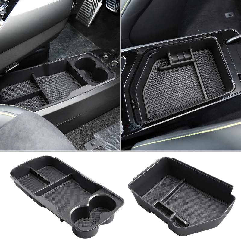 [2 Stück] CDEFG Kompatibel mit Kia EV6 2024 2023 2022 Mittelkonsole Organizer + Armlehne Aufbewahrungsbox EV6 Aufbewahrung Auto Center Console EV6 GT Zubehör von CDEFG