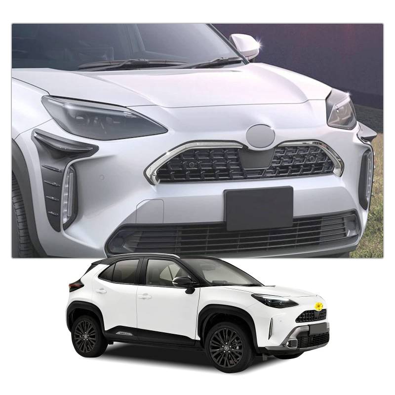 [2 Stück] CDEFG Kompatibel mit Toyota Yaris Cross 2021 2022 2023 Exterieur Vordere Kühlergrill Dekor ABS Kunststoff Chrom Grill Leisten Auto Yaris Cross Zubehör von CDEFG