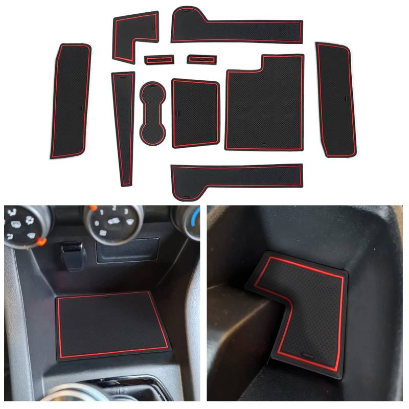 CDEFG Kompatibel mit Renault Clio 5 2020-2022 MT Gummi Antirutschmatten Türschlitz rutschfest Anti-Staub Clio V Becherhalter Matten Arm Box Aufbewahrung Pads Auto Clio 5 Zubehör (Rot) von CDEFG