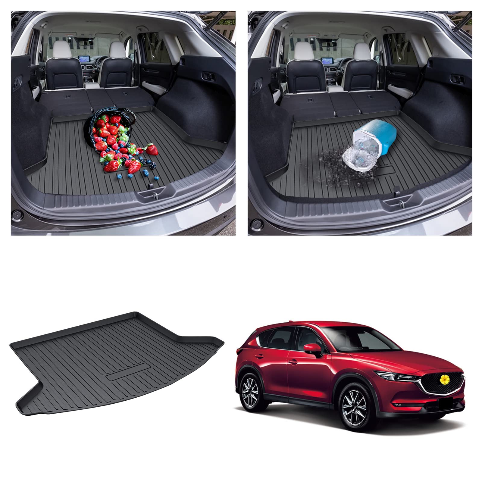 CDEFG Kofferraumwanne Kompatibel mit Mazda CX-5 CX5 KF II 2017-2021 2022 2023 Matten Wasserdicht Anti-Staub Kofferraummatten Wanne Car Cargo Trunk Tray Auto Zubehör von CDEFG