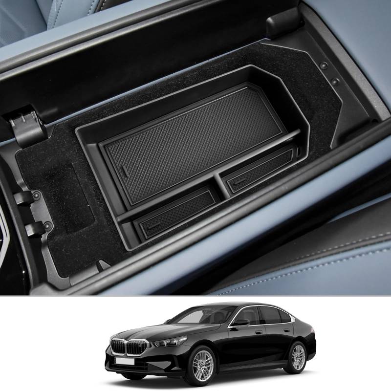 CDEFG Kompatibel mit BMW 5er G60 i5 2023 2024 2025 Mittelkonsole Organizer Armlehne Aufbewahrungsbox Auto Center Console Tray 5er G60 i5 2024 Zubehör von CDEFG