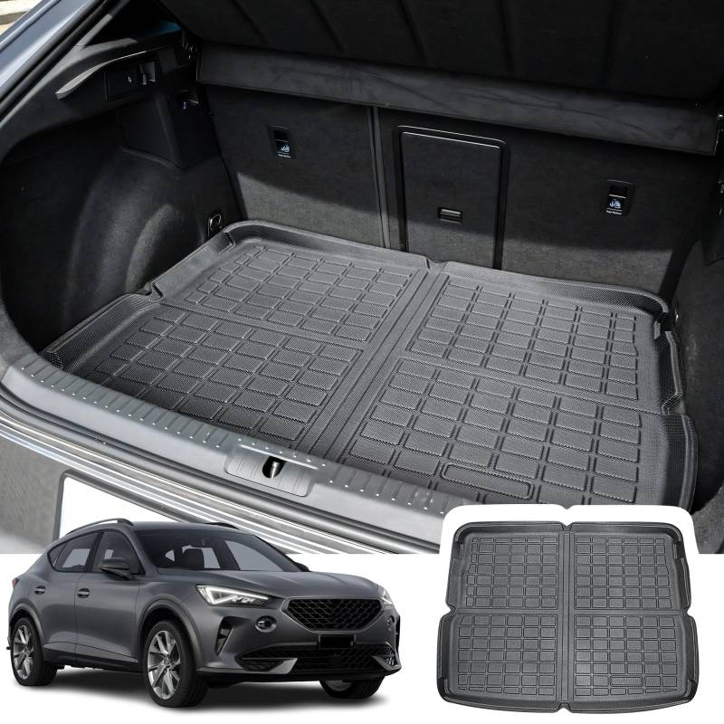 CDEFG Kompatibel mit Cupra Formentor 2021-2023 2024 Kofferraumwanne, TPE Kofferraummatte Wasserdicht Anti-Staub Wanne Car Cargo Trunk Tray Auto Formentor VZ 2024 Zubehör von CDEFG