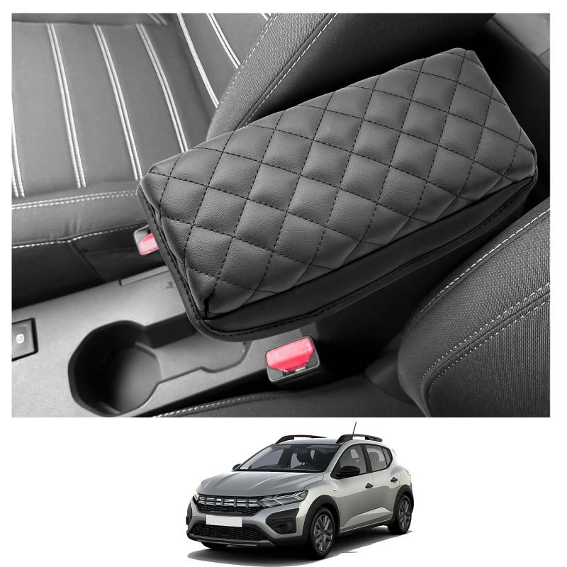 CDEFG Kompatibel mit Dacia Sandero 3 / Sandero Stepway III 2021-2023 2024 Mittelarmlehne Armlehnen Deckel Abdeckung Kratzschutz Mittelkonsole Kunstleder Armlehne Cover Auto Zubehör (Verdickte Schwamm) von CDEFG