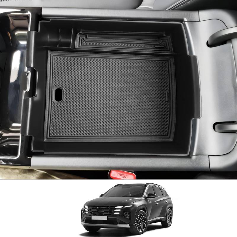 CDEFG Kompatibel mit Hyundai Tucson NX4 2025 2026 Facelift Mittelkonsole Armlehne Organizer Aufbewahrungsbox Handschuhfach Auto Center Console Organizer Tray Tucson 2025 Zubehör von CDEFG