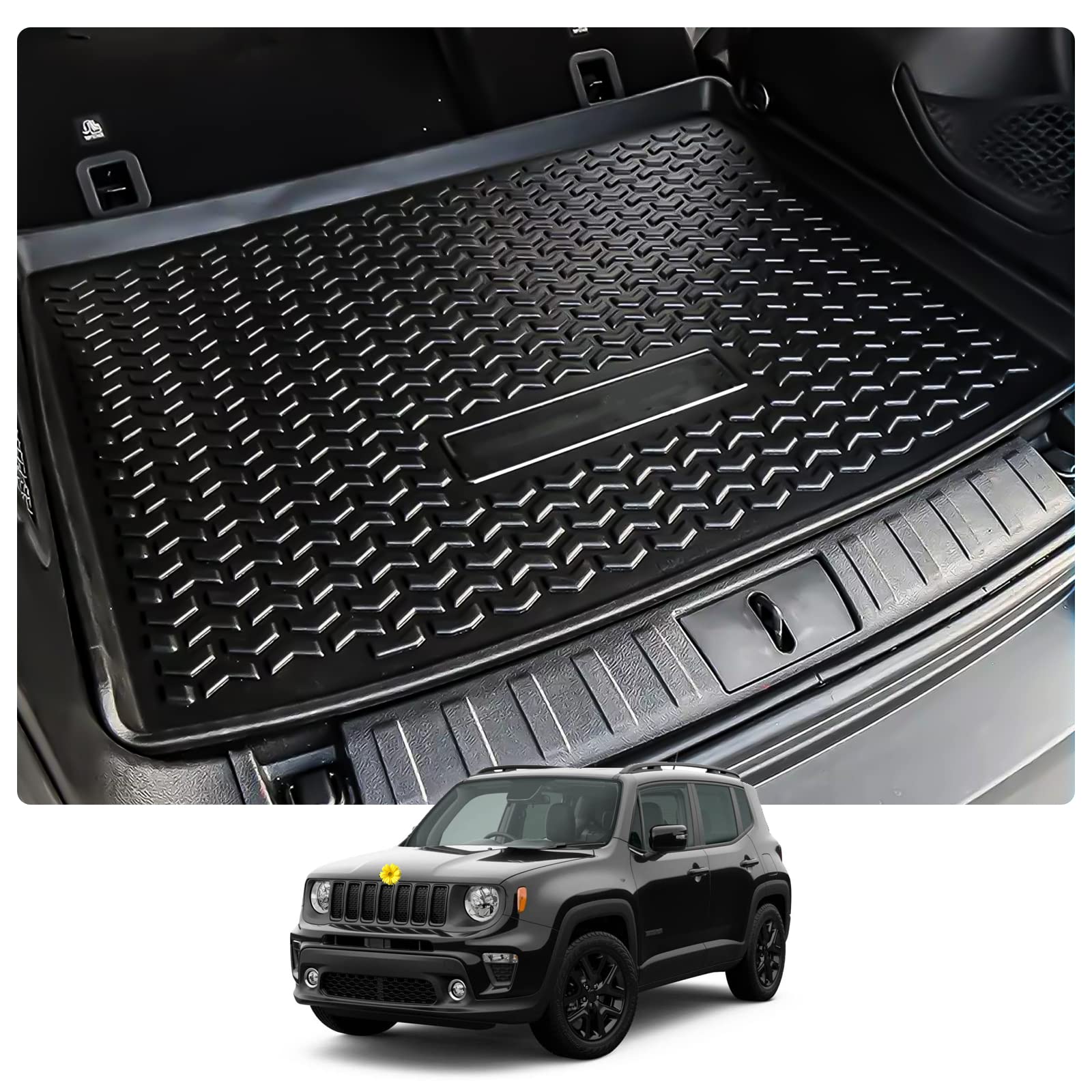 CDEFG Kompatibel mit Jeep Renegade BU 2015-2022 Kofferraumwanne Matten Wasserdicht Anti-Staub Kofferraummatten Wanne Renegade Car Cargo Trunk Tray Auto Zubehör von CDEFG