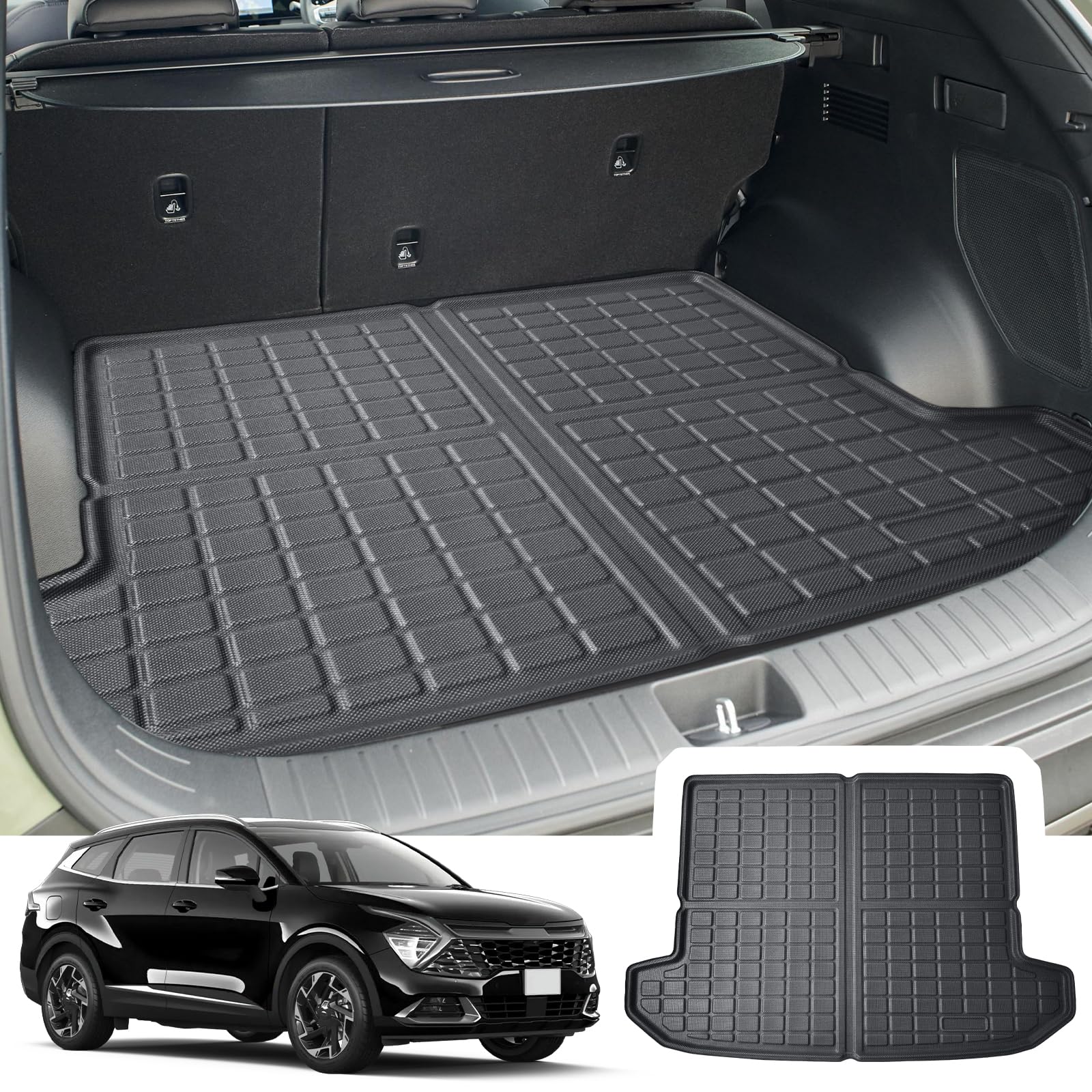 CDEFG Kompatibel mit Kia Sportage NQ5 V 2022-2024 2025 Kofferraumwanne TPE Kofferraummatte Wasserdicht Anti-Staub Wanne Car Cargo Trunk Tray Auto Sportage 2023 Zubehör von CDEFG