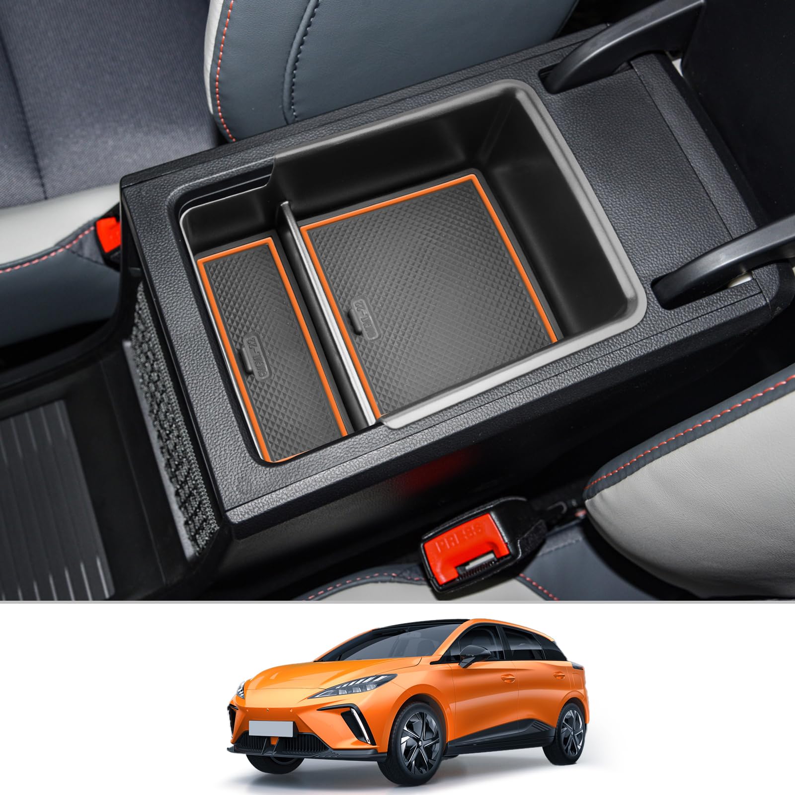 CDEFG Kompatibel mit MG4 MG 4 EV Elektro 2023 2024 Mittelkonsole Organizer Aufbewahrungsbox MG4 Aufbewahrung Auto Center Console Tray MG4 2024 Zubehör (Orange) von CDEFG