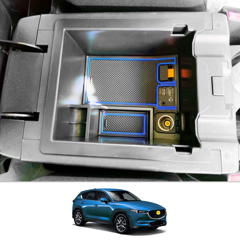 CDEFG Kompatibel mit Mazda CX-5 CX5 KF 2017-2022 2023 Mittelkonsole Organizer Aufbewahrungsbox CX 5 2023 Aufbewahrung Auto Center Console Tray CX-5 KF 2022 Zubehör (Blau) von CDEFG