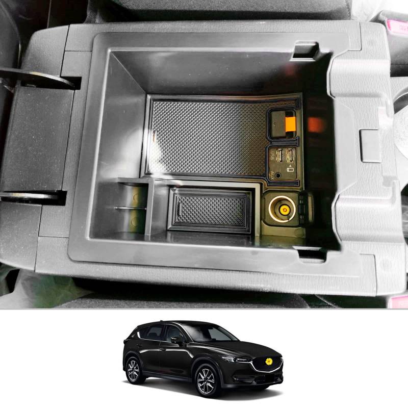 CDEFG Kompatibel mit Mazda CX-5 CX5 KF 2017-2023 2024 Mittelkonsole Organizer Aufbewahrungsbox CX 5 2023 Aufbewahrung Auto Center Console Tray CX-5 KF 2023 Zubehör (Schwarz) von CDEFG