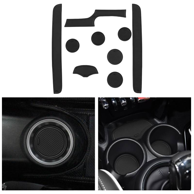 CDEFG Kompatibel mit Mini Cooper F56 2015-2022 2023, Gummimatten Cooper Mittelkonsole Antirutschmatten rutschfest Becherhalter Gummi Matte Armlehne Mini F56 Zubehör (Schwarz) von CDEFG