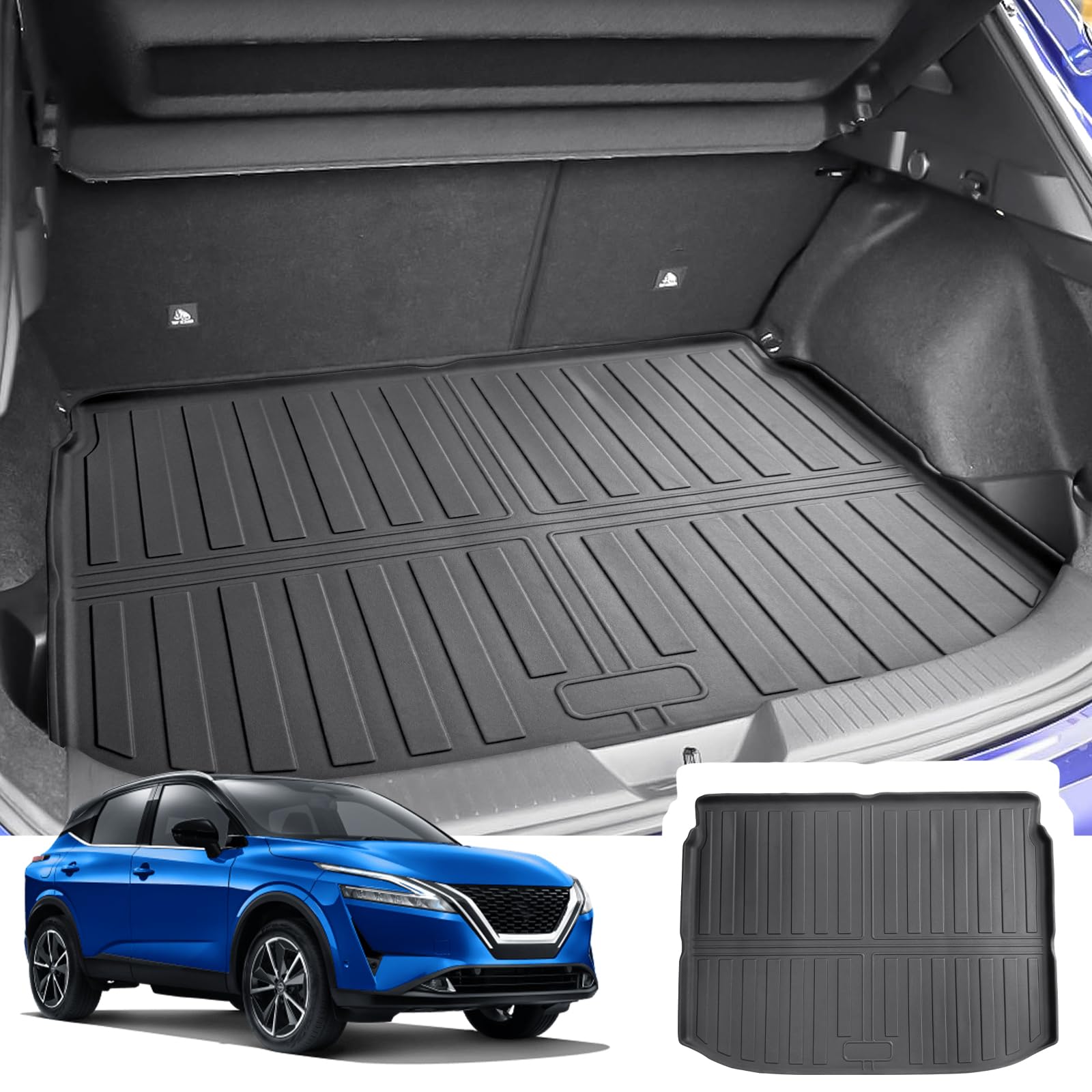 CDEFG Kompatibel mit Nissan Qashqai J12 e-Power 2022-2024 2025 Kofferraumwanne TPE Kofferraummatte Wasserdicht Anti-Staub Wanne Car Cargo Trunk Tray Auto Qashqai J12 2023 Zubehör von CDEFG