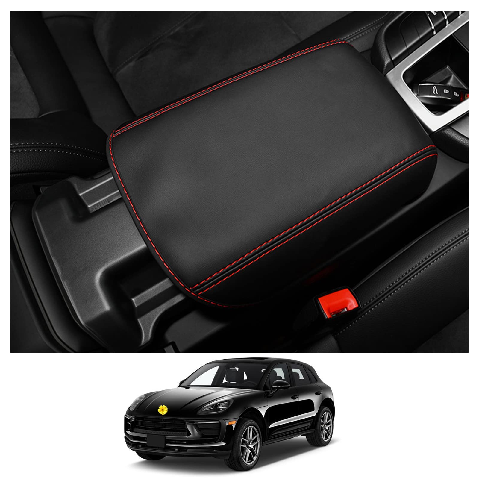 CDEFG Kompatibel mit Porsche Macan 2015-2022 2023 Mittelarmlehne Armlehnen Deckel Kratzschutz Mittelkonsole Armlehne Abdeckung Center Console Cover Macan S GTS Turbo Zubehör von CDEFG