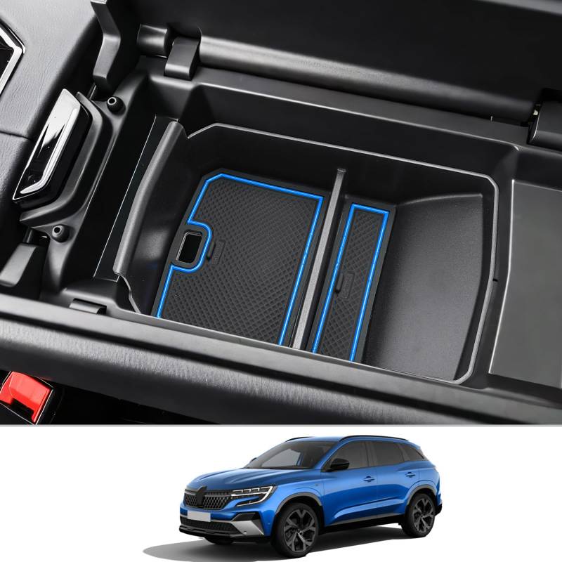 CDEFG Kompatibel mit Renault Austral/Espace 6/Rafale 2024 2023 Mittelkonsole Handschuhfach Armlehne Aufbewahrungsbox Auto Center Console Organizer Tray Austral E-Tech Hybrid 2024 Zubehör (Blau) von CDEFG