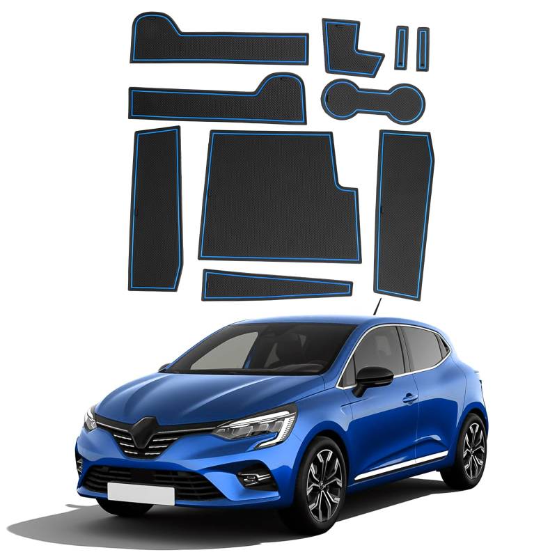 CDEFG Kompatibel mit Renault Clio 5 2019-2023 2024 Gummimatten Mittelkonsole Antirutschmatten rutschfest Gummi Matte Clio V Zubehör (Blau, Handbremse) von CDEFG