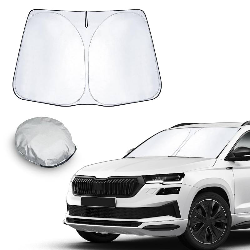 CDEFG Kompatibel mit Skoda Karoq Kodiaq 2017-2022 2023 Sonnenschutz Abdeckungen Frontscheibe Sonnenschirm Die Vordere Schallwand Windschutzscheibe Auto Sonnenblende Karoq Kodiaq RS Sportline Zubehör von CDEFG