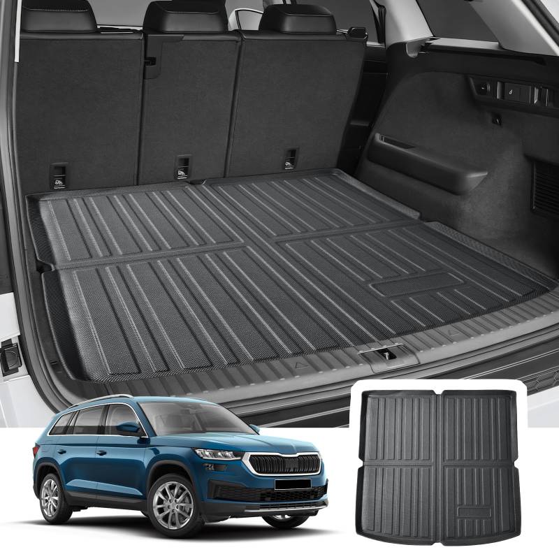 CDEFG Kompatibel mit Skoda Kodiaq 2016-2023 Kofferraumwanne TPE Kofferraummatte Wasserdicht Anti-Staub Wanne Car Cargo Trunk Tray Auto Kodiaq 2023 Zubehör (5 Sitzer) von CDEFG