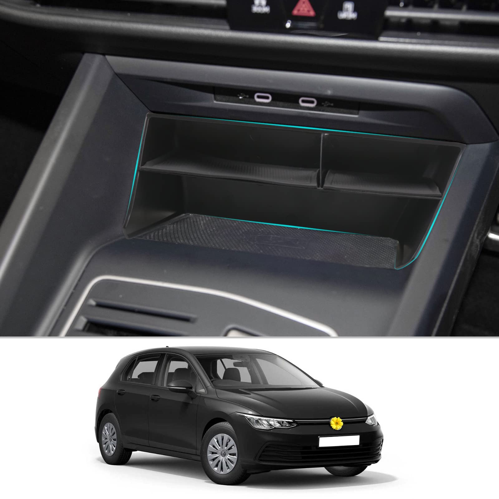 CDEFG Kompatibel mit VW Golf 8 MK8 GTI GTD GTE 2020-2022 Mittelkonsole Organizer Zentrale Steuerung Multifunktionaler Aufbewahrungsbox Auto Center Console Tray Innenraum Zubehör von CDEFG