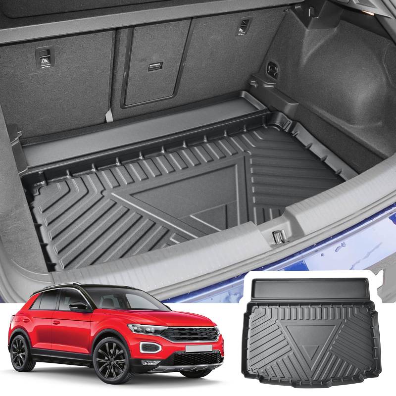 CDEFG Kompatibel mit VW T-ROC 2017-2023 2024 Kofferraumwanne TPE Kofferraummatte Wasserdicht Anti-Staub Wanne Car Cargo Trunk Tray Auto T ROC 2024 Zubehör von CDEFG