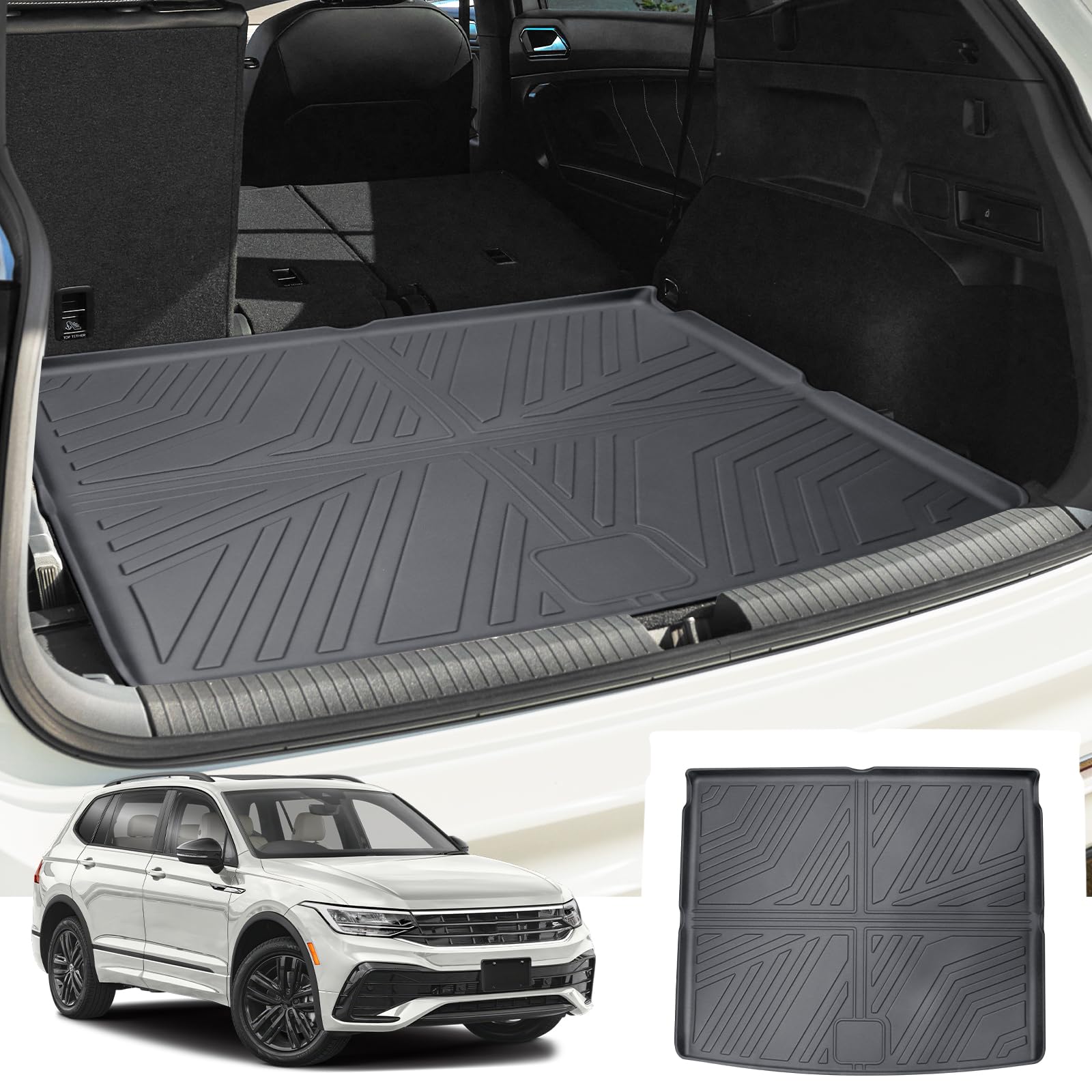 CDEFG Kompatibel mit VW Tiguan 3 2024 2025 Kofferraumwanne TPE Kofferraummatte Wasserdicht Anti-Staub Wanne Car Cargo Trunk Tray Auto Kompatibel mit Tiguan 2024 Zubehör von CDEFG