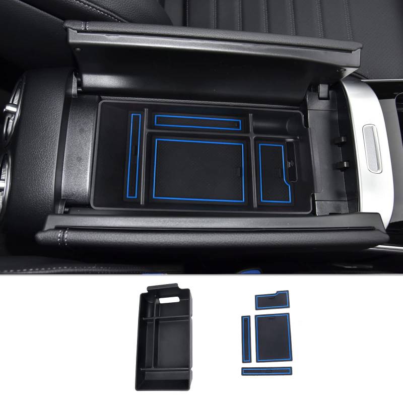 CDEFG Mercedes W206 C Klasse 2024 2023 Mittelkonsole Armlehne Organizer Armlehnen Aufbewahrungsbox Handschuhfach Aufbewahrung Auto Center Console Tray W206 Zubehör (Blau) von CDEFG